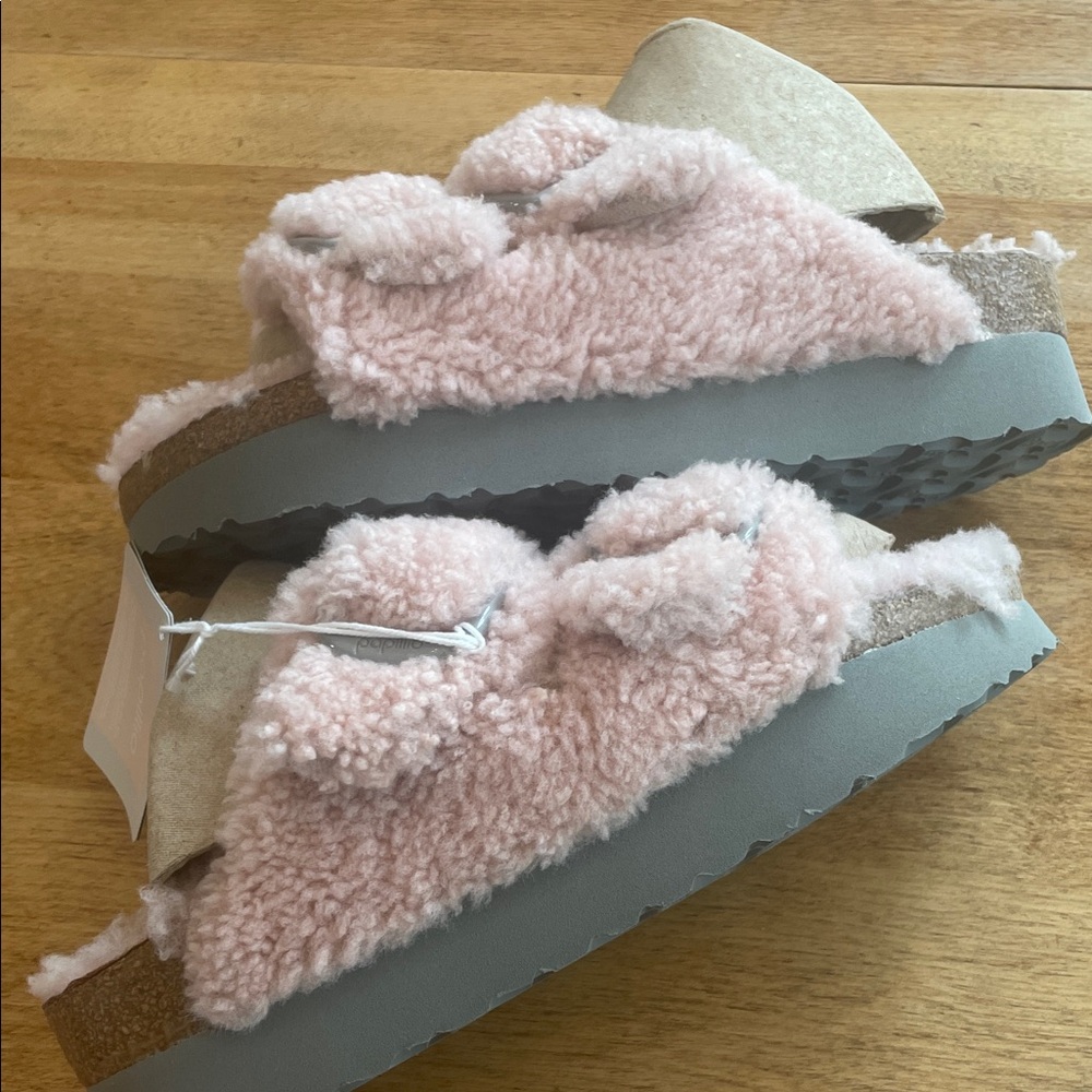 Papillo Arizona Big Buckle “teddy crystal rose” pink color Slippers/Sandals NWT